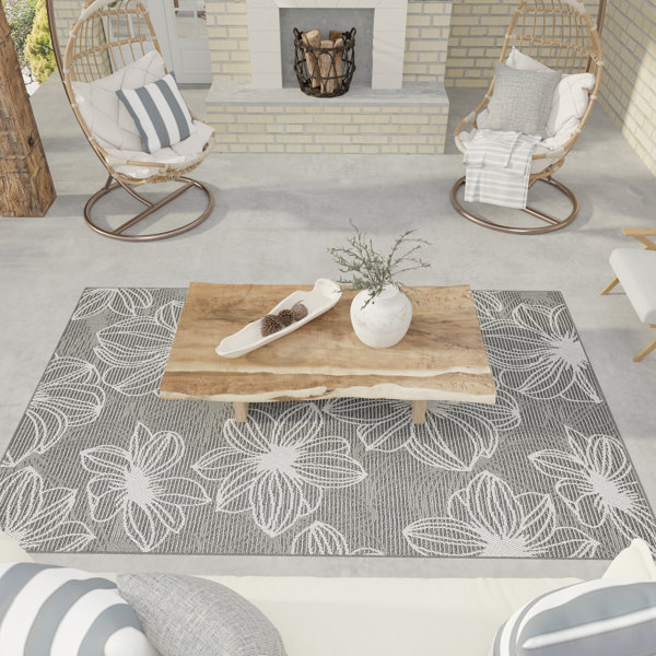 Lark Manor Rosmunda Hand Loomed Gray/White Indoor/Outdoor Rug & Reviews